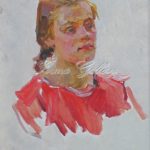 Чернов Л.И. Женская голова. Картон/масло, 24 x 19, 1949 год